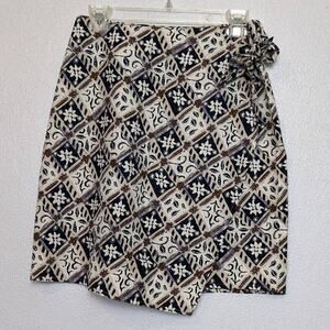 Vintage 90s Ann Taylor Silk Mixed Print Floral Pattern Wrap Mini Skirt Sz 6